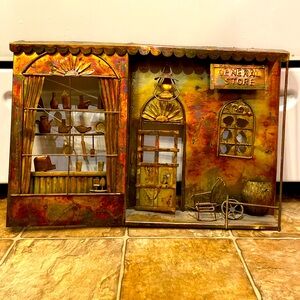 Vintage 19” MCM Metal Art General Store Wall Hanging Art